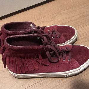 Purple suede vans with fringe 7.5